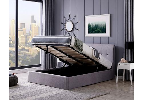 5ft King Size Carmella Grey linen fabric upholstered gas lift up ottoman bed frame 1